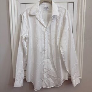 Calvin Klein White Slim Fog Performance Non-Iron Classic Dress Shirt - Size 16